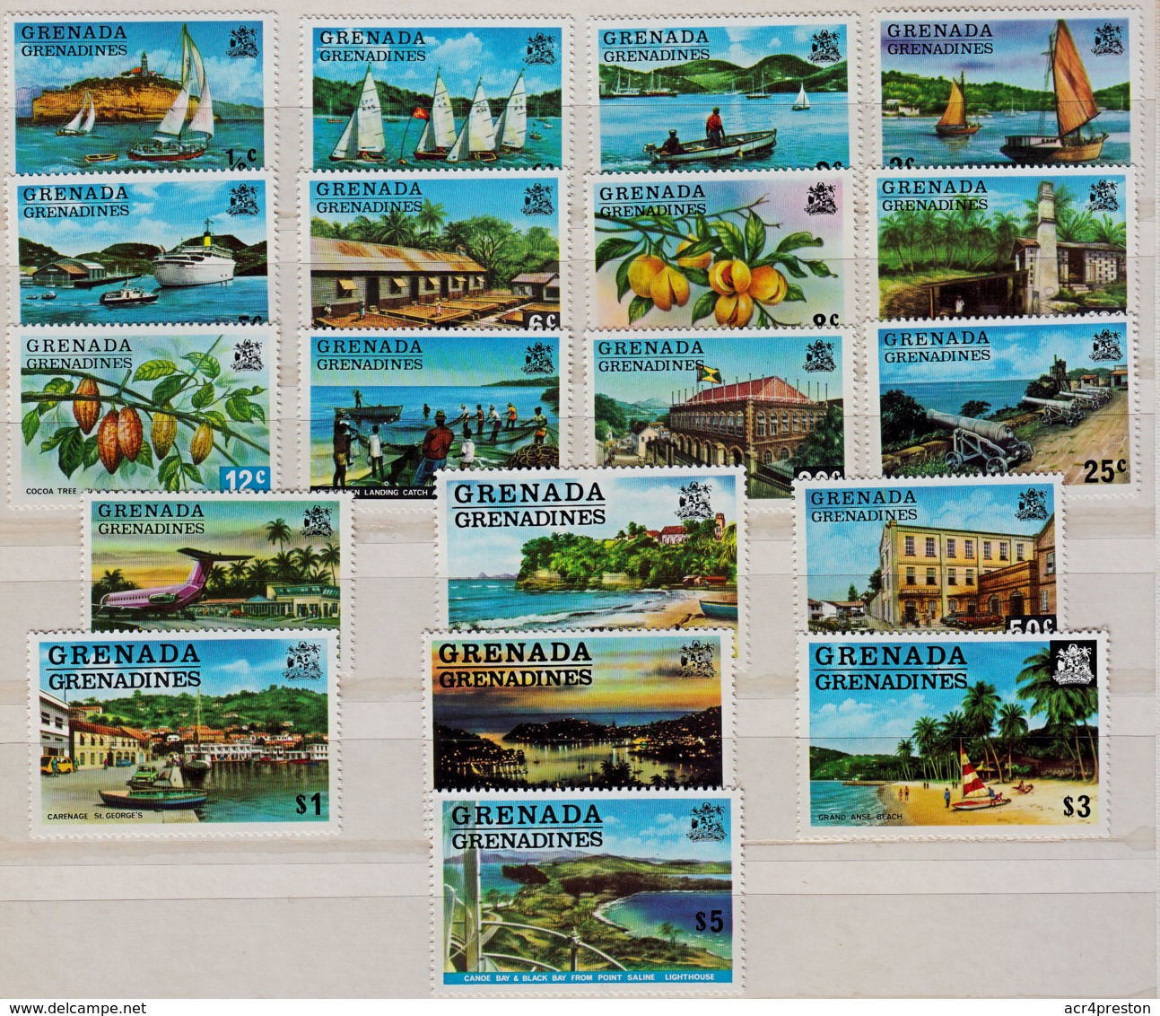 B0643 GRENADA GRENADINES 1975,  SG 111-29 Scenes, Definitives (no £10)  MNH - Grenada (1974-...)