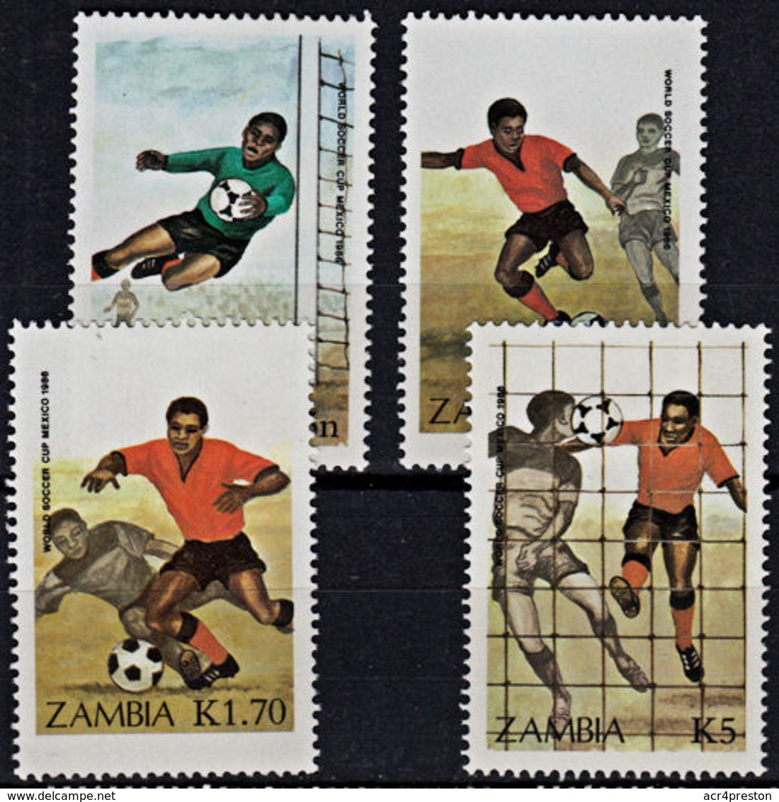 Zm0460 ZAMBIA 1986, SG 460-3 Football World Cup, Mexico,  MNH - Zambie (1965-...)