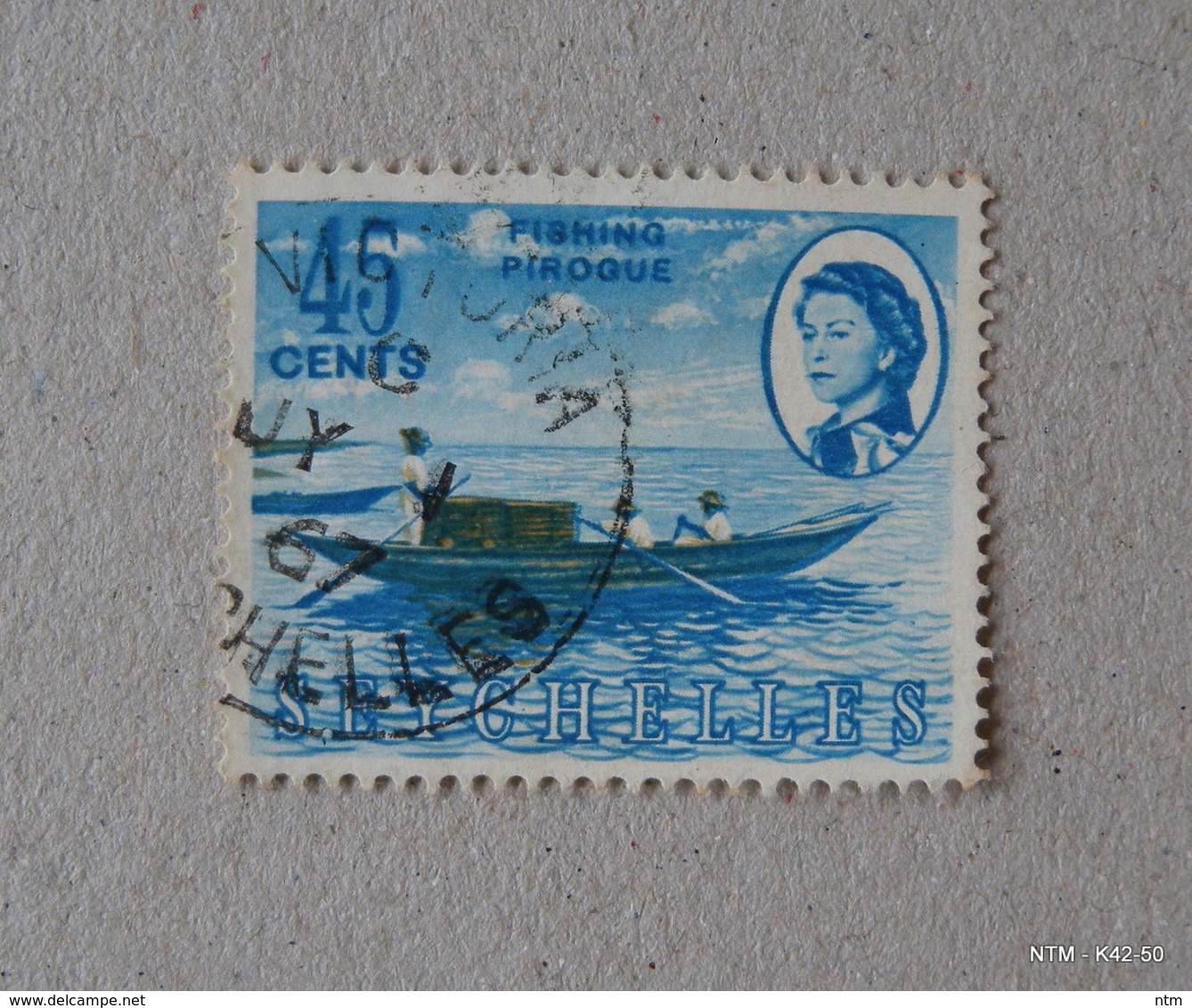 SEYCHELLES 1962. 45c - Fishing Pirogue. SG203. Used. - Seychelles (...-1976)