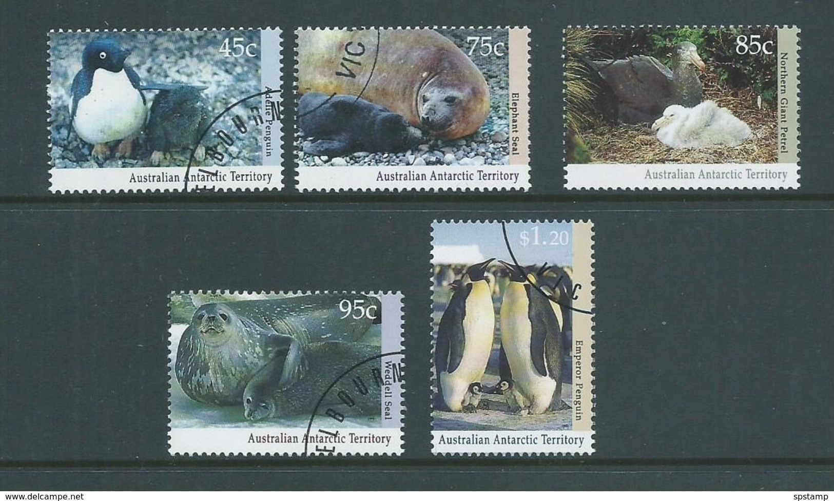 Australian Antarctic Territory 1992 Wildlife Series I Set Of 5 FU Melbourne CTO - Used Stamps