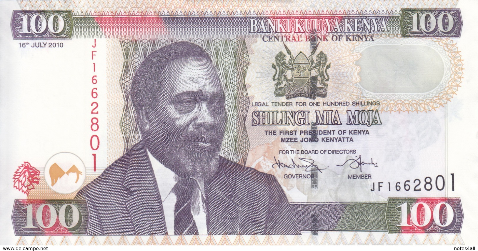 KENYA 100 SHILLINGS 2010 P- 48 UNC */* - Kenia