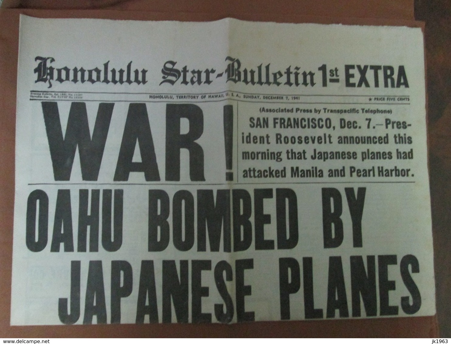 Honolulu Star-Bulletin 1st, 2nd & 3rd Extra December 7 1941 Pearl Harbor Reprint - Military/ War