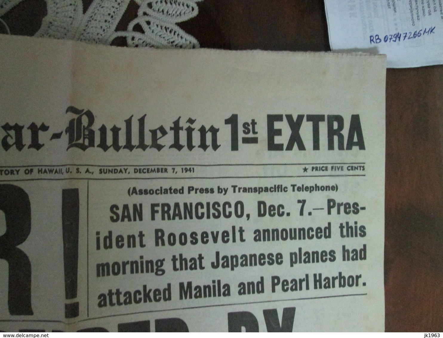 Honolulu Star-Bulletin 1st, 2nd & 3rd Extra December 7 1941 Pearl Harbor Reprint - Military/ War