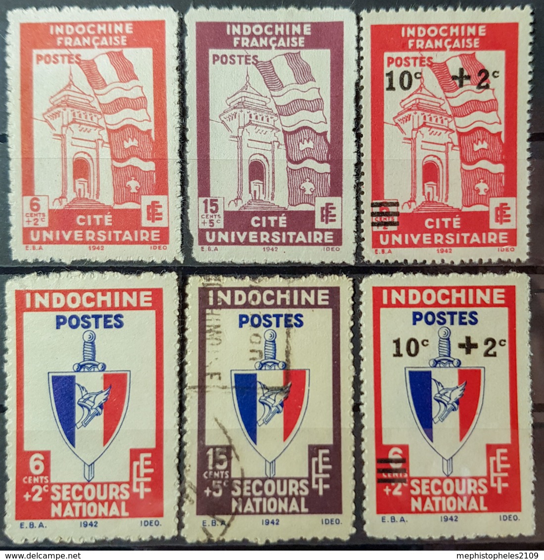 INDOCHINE 1943/44 - MNG/canceled - YT 278, 279, 280, 281, 282, 283 - Neufs