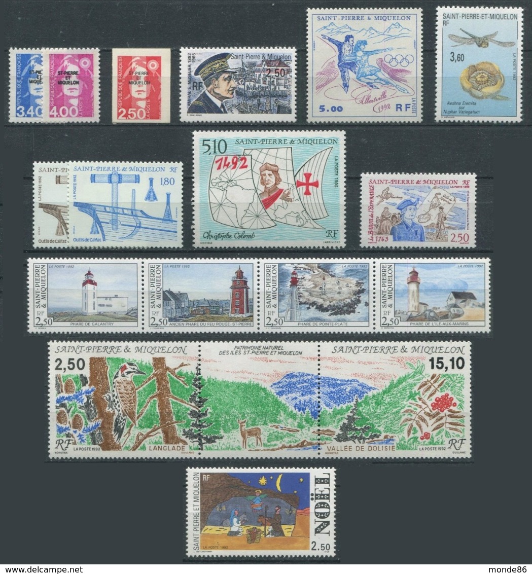 SAINT PIERRE & MIQUELON - Année Complète 1992 ** - PA Inclus - Années Complètes