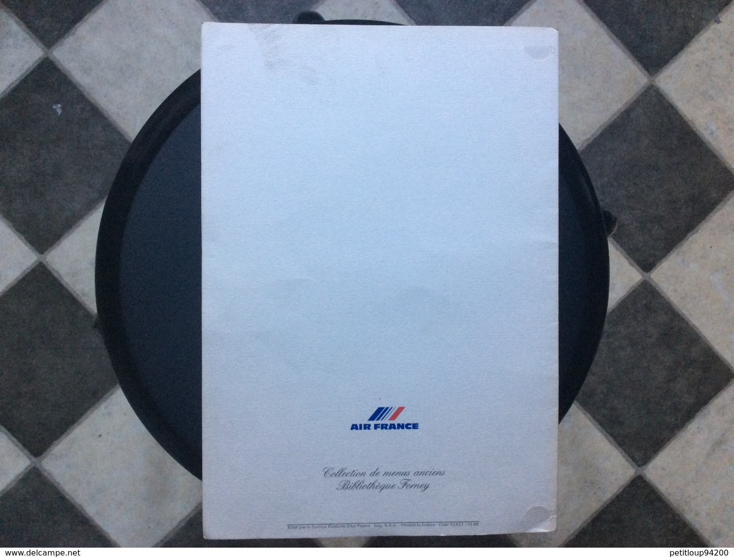 MENU AIR FRANCE Janvier 1902  REPRODUCTION Décembre 1986 - Menú