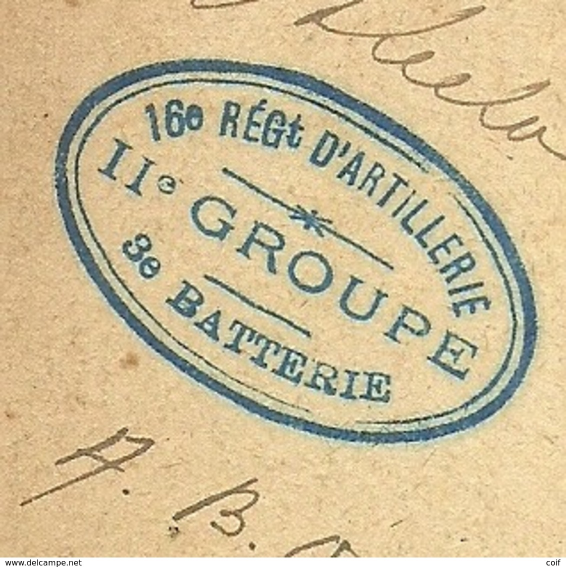 Kaart Met Stempel PMB 5 Op 1/1/20 Stempel " 16 Reg. D'ARTILLERIE / II° GROUPE / 3° BATTERIE" - Marcas De La Armada