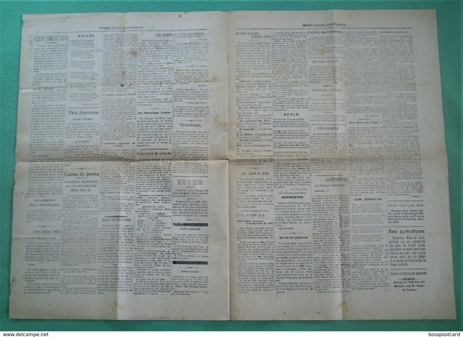 Albergaria-a-Velha - Jornal Concelho De Albergaria Nº 33, 23 De Fevereio De 1918 - Imprensa. Aveiro. - Andere & Zonder Classificatie