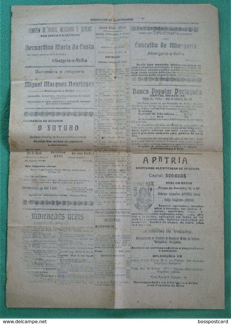 Albergaria-a-Velha - Jornal Concelho De Albergaria Nº 33, 23 De Fevereio De 1918 - Imprensa. Aveiro. - Sonstige & Ohne Zuordnung