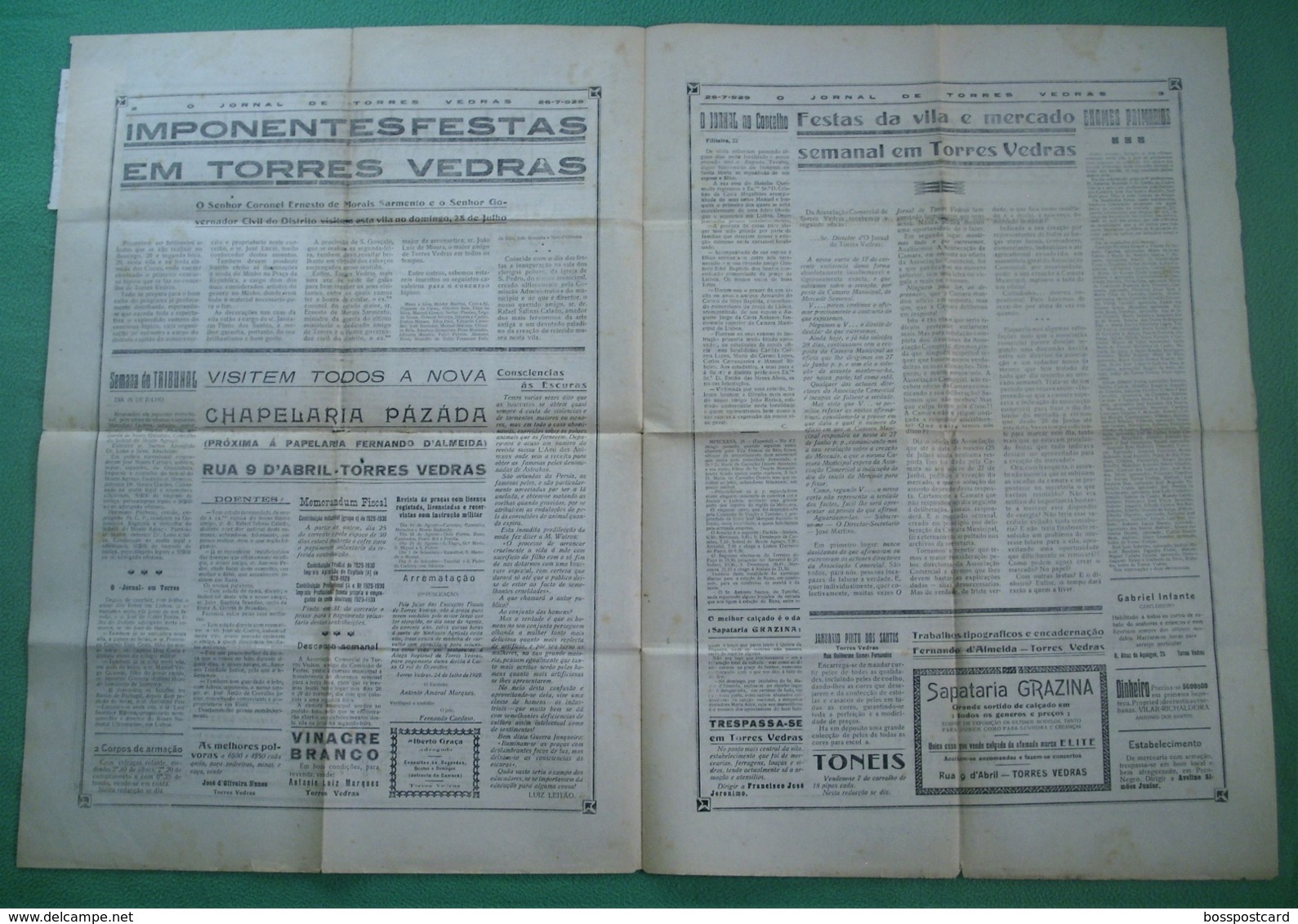 Torres Vedras - O Jornal De Torres Vedras Nº 21, 26 De Julho De 1929 - Imprensa (danificado) - Andere & Zonder Classificatie