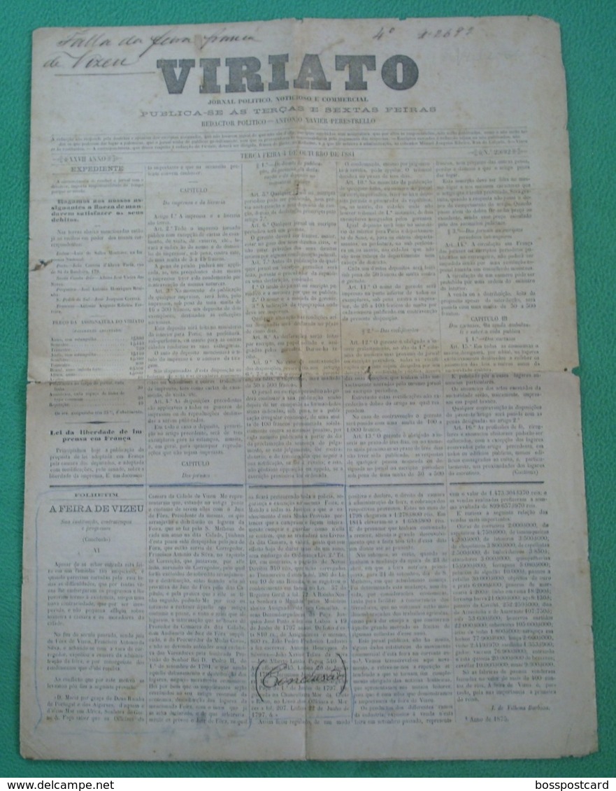 Viseu - Jornal Viriato De 1881 - Imprensa - Andere & Zonder Classificatie