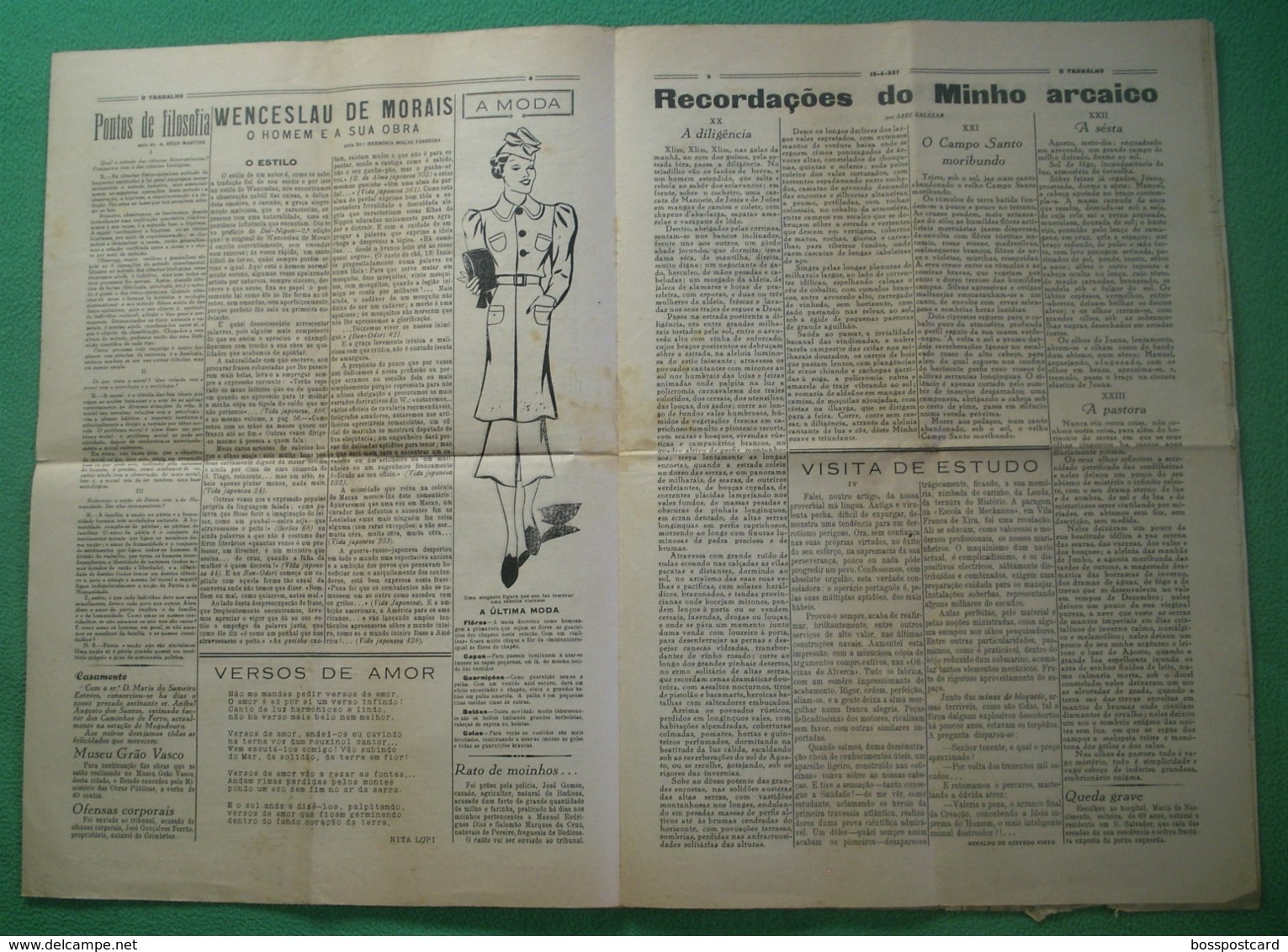 Viseu - Jornal O Trabalho Nº 185 De Abril De 1937 - Imprensa - Sonstige & Ohne Zuordnung