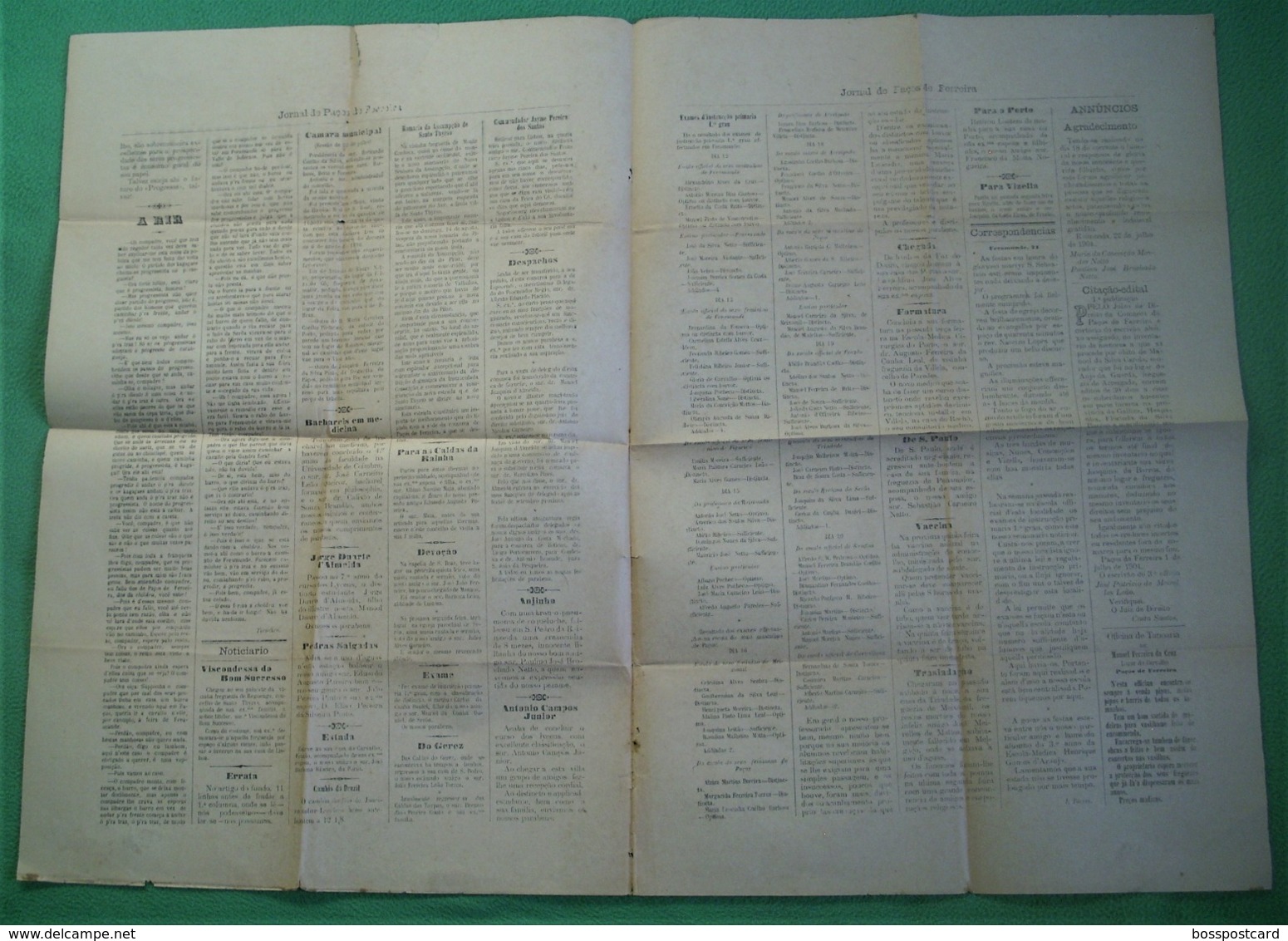 Paços De Ferreira - Jornal De Paços De Ferreira Nº 30 De Julho De 1904 - Imprensa. Porto. - Other & Unclassified