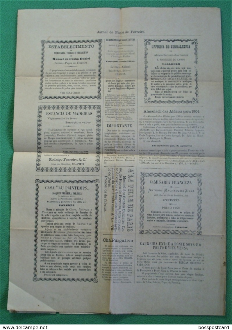 Paços De Ferreira - Jornal De Paços De Ferreira Nº 30 De Julho De 1904 - Imprensa. Porto. - Autres & Non Classés