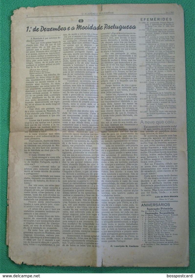 Figueira Da Foz - Jornal O Académico Figueirense Nº 4 De Janeiro De 1941 - Imprensa. Coimbra. - Andere & Zonder Classificatie