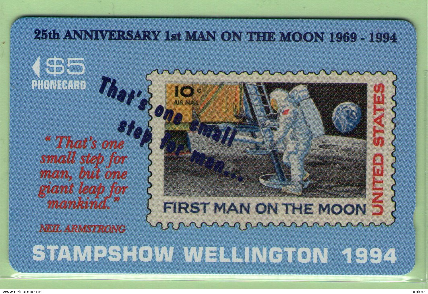 New Zealand - Private Overprint - 1994 Stampshow, Wellington - $5 Man On The Moon - Mint - NZ-CO-31 - New Zealand