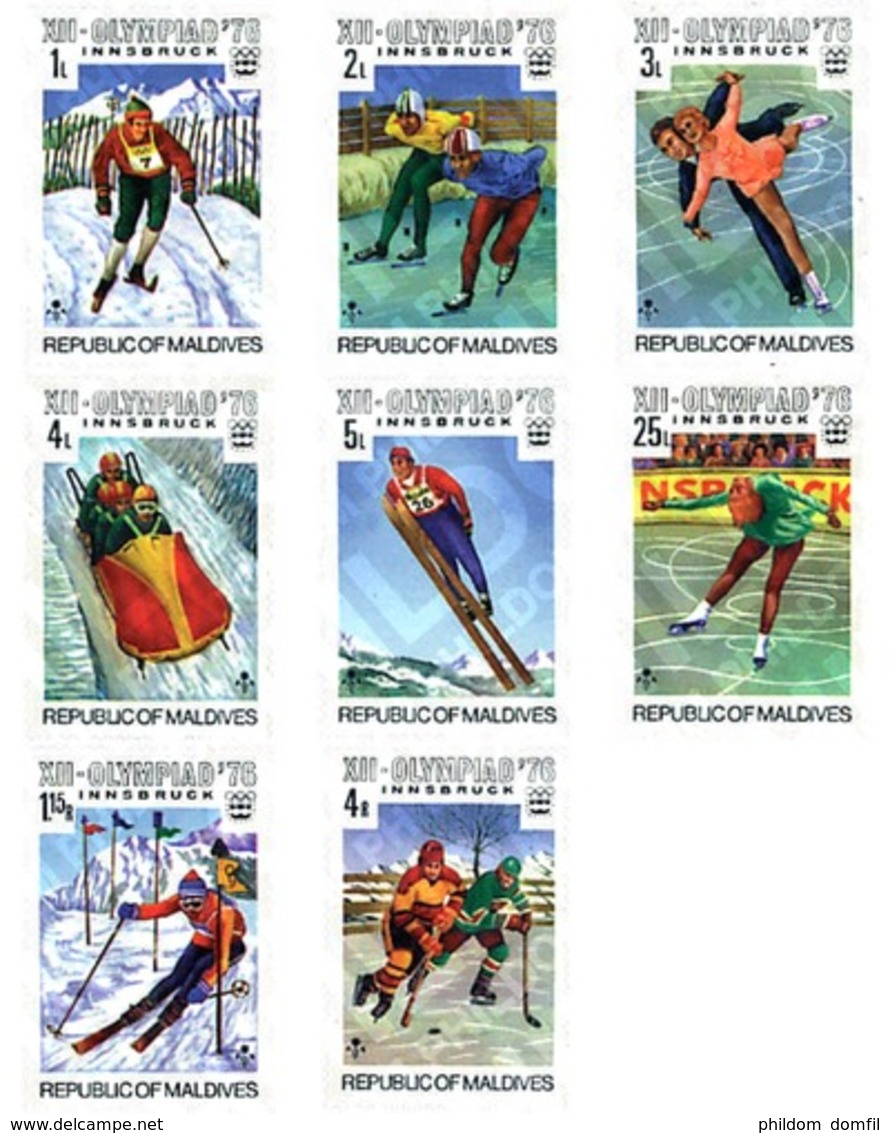 Ref. 71335 * MNH * - MALDIVES. 1976. XII OLYMPIC WINTER GAMES. INNSBRUCK 1976 . 12 JUEGOS OLIMPICOS  INVIERNO INNSBRUCK - Maldivas (1965-...)