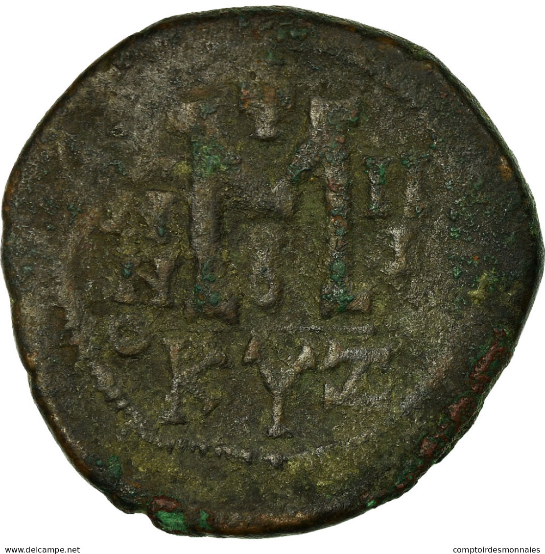 Monnaie, Maurice Tibère, Follis, 585-586, Cyzique, TB, Cuivre, Sear:518 - Bizantine