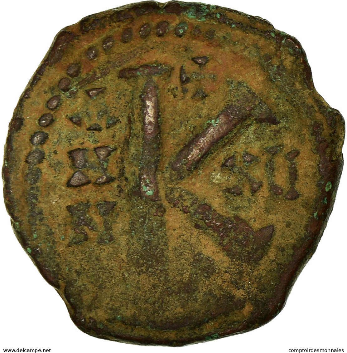 Monnaie, Maurice Tibère, Demi-Follis, 596-597, Antioche, TB+, Cuivre, Sear:535 - Bizantine