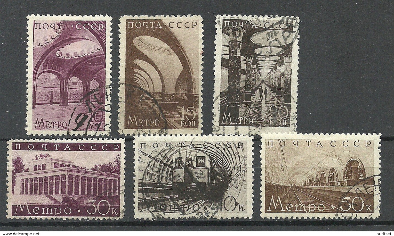 RUSSIA Russland 1938 Michel 646 - 651 Metro Moskva O - Gebruikt