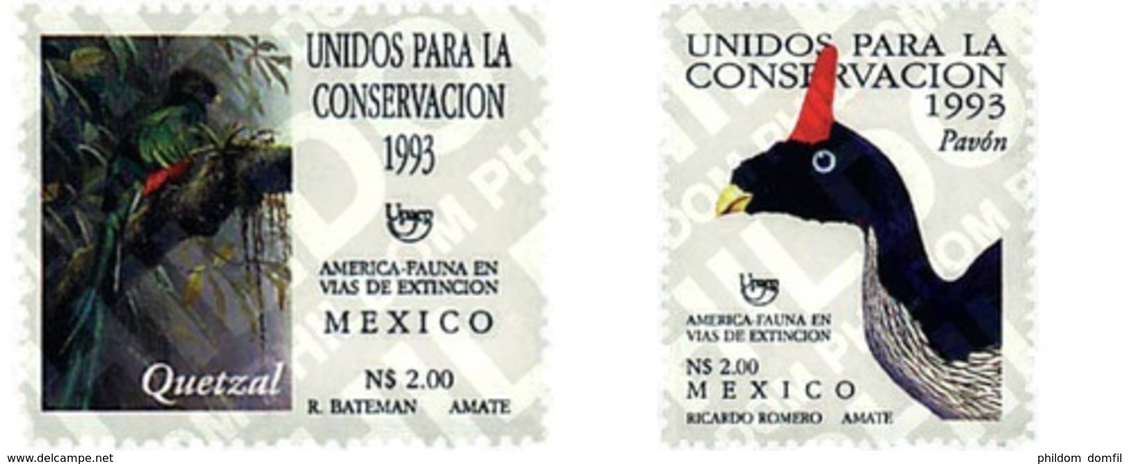 Ref. 36804 * MNH * - MEXICO. 1993. AMERICA-UPAEP. EXTINGUISHING FAUNA . AMERICA-UPAEP 1993 -  FAUNA EN VIA DE EXTINCION - México