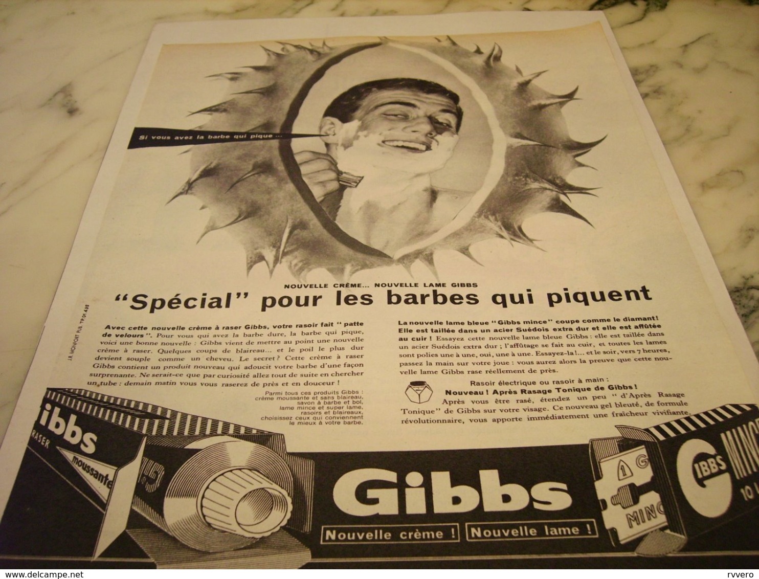ANCIENNE PUBLICITE CREME A BARBE QUI PIQUENT  GIBBS  1961 - Other & Unclassified