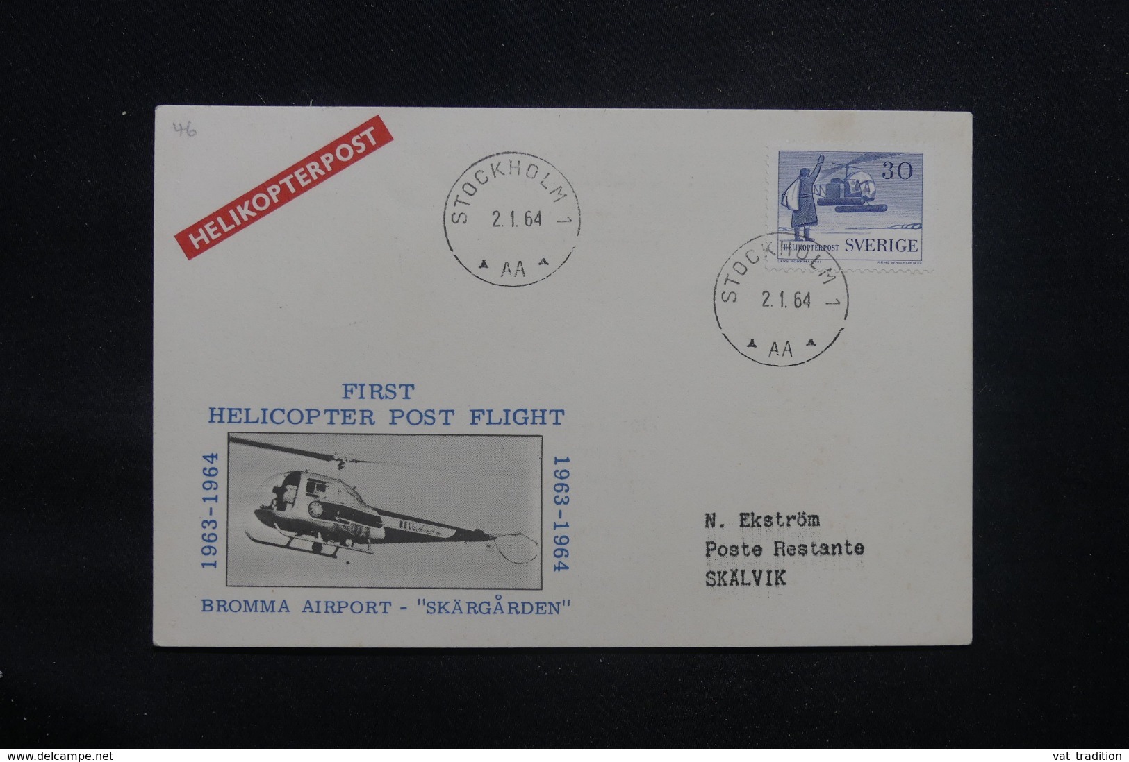 SUÈDE - Carte Par Hélicoptère  En 1964, Voir Cachets  - L 43284 - Lettres & Documents
