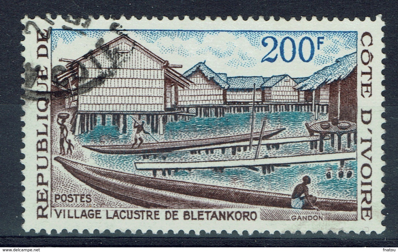 Ivory Coast, Village Lacustre De Bletankoro, 1973, VFU - Côte D'Ivoire (1960-...)