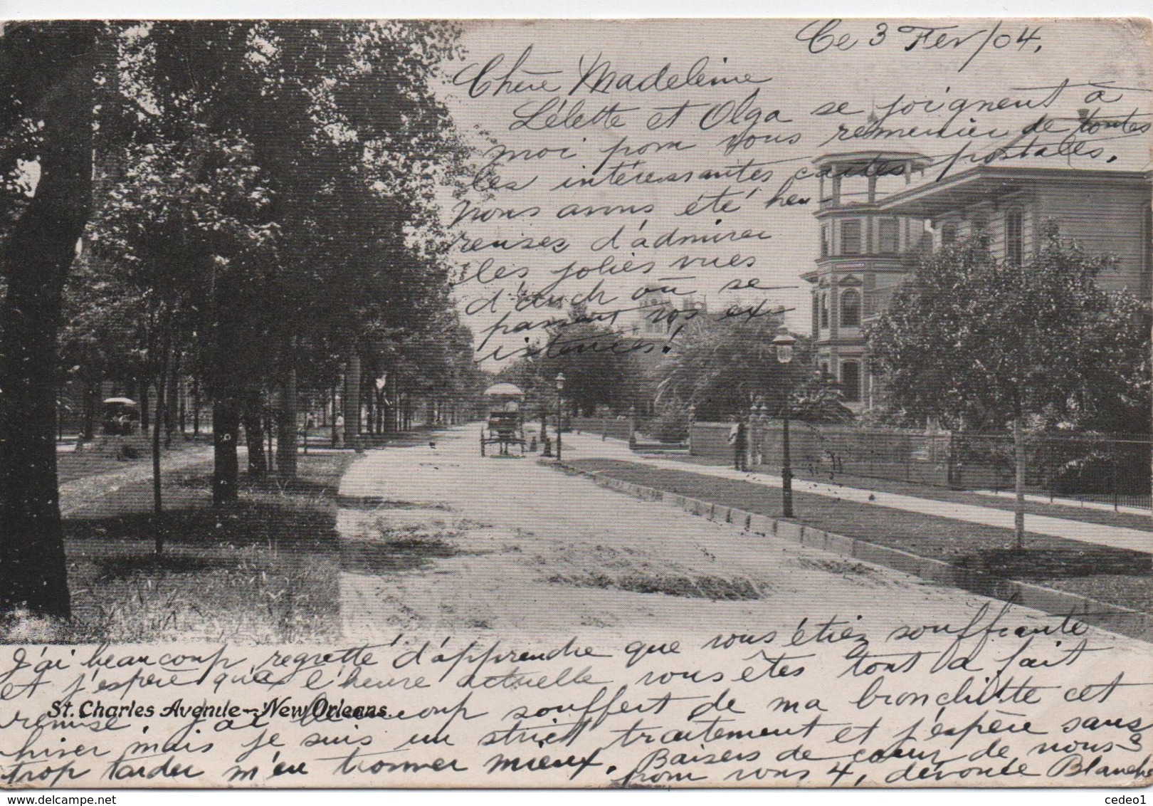 NEW ORLEANS  ST CHARLES AVENUE  EN 1904 - New Orleans