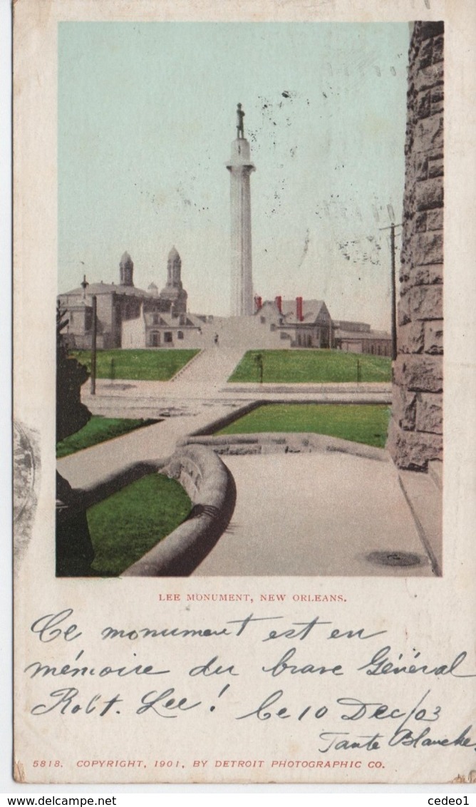 NEW ORLEANS  LEE MONUMENT  EN 1903 - New Orleans