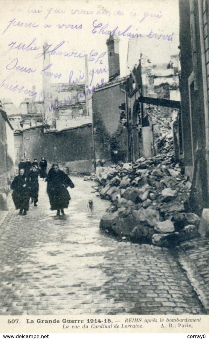 1298.  La Grande Guerre De 1914-15. REIMS Après Le Bombardement. La Rue Du Cardinal De Lorraine - Guerre 1914-18