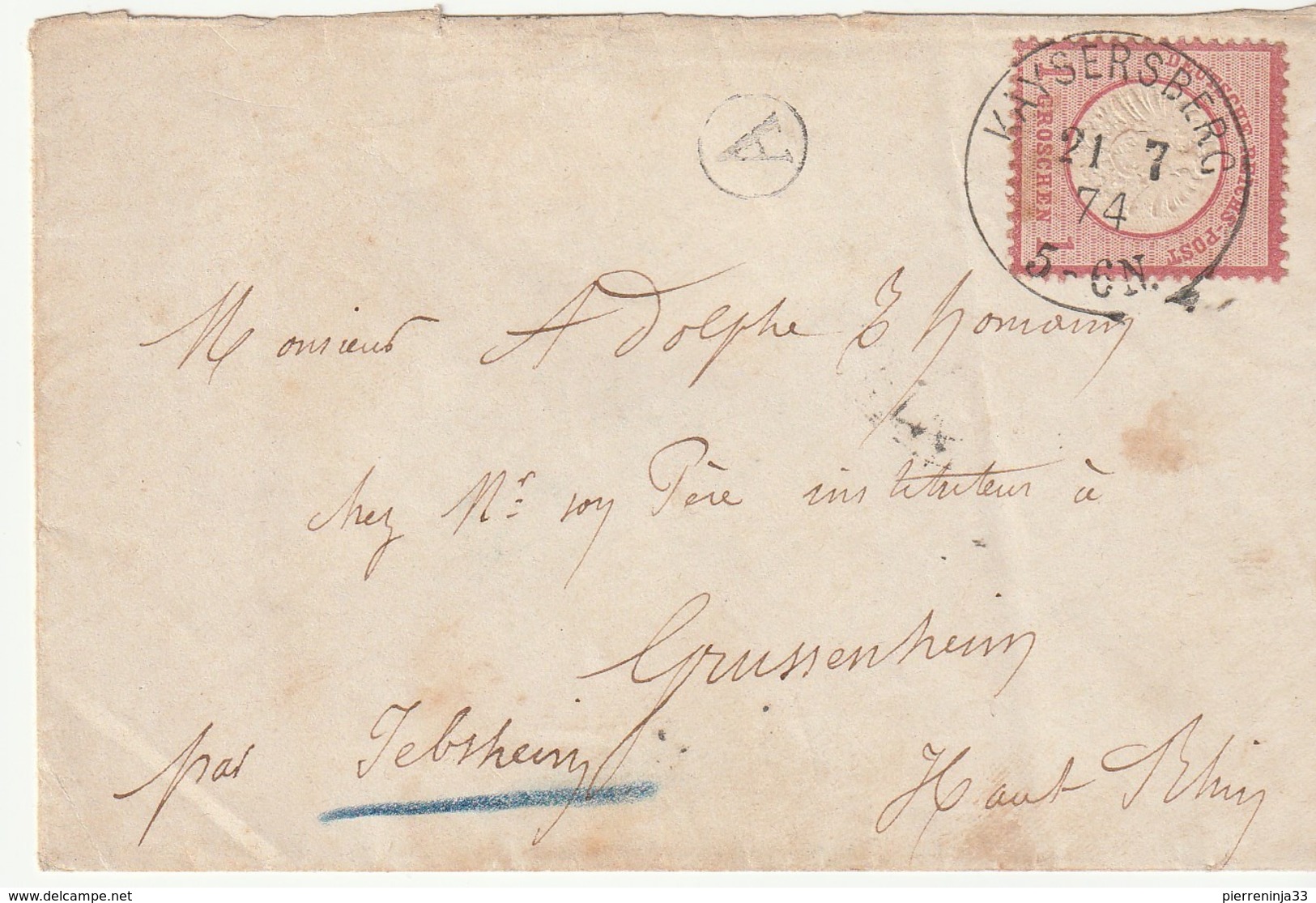 2 Lettres Allemagne / Empire Allemand / Reich Avec Timbre Aigle Pour Strasbourg Occupé , 1874 (2) - Covers & Documents