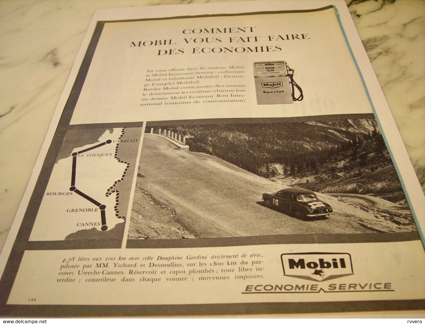 ANCIENNE  PUBLICITE  DAUPHINE ET ECONOMIE AVEC MOBIL 1961 - Other & Unclassified