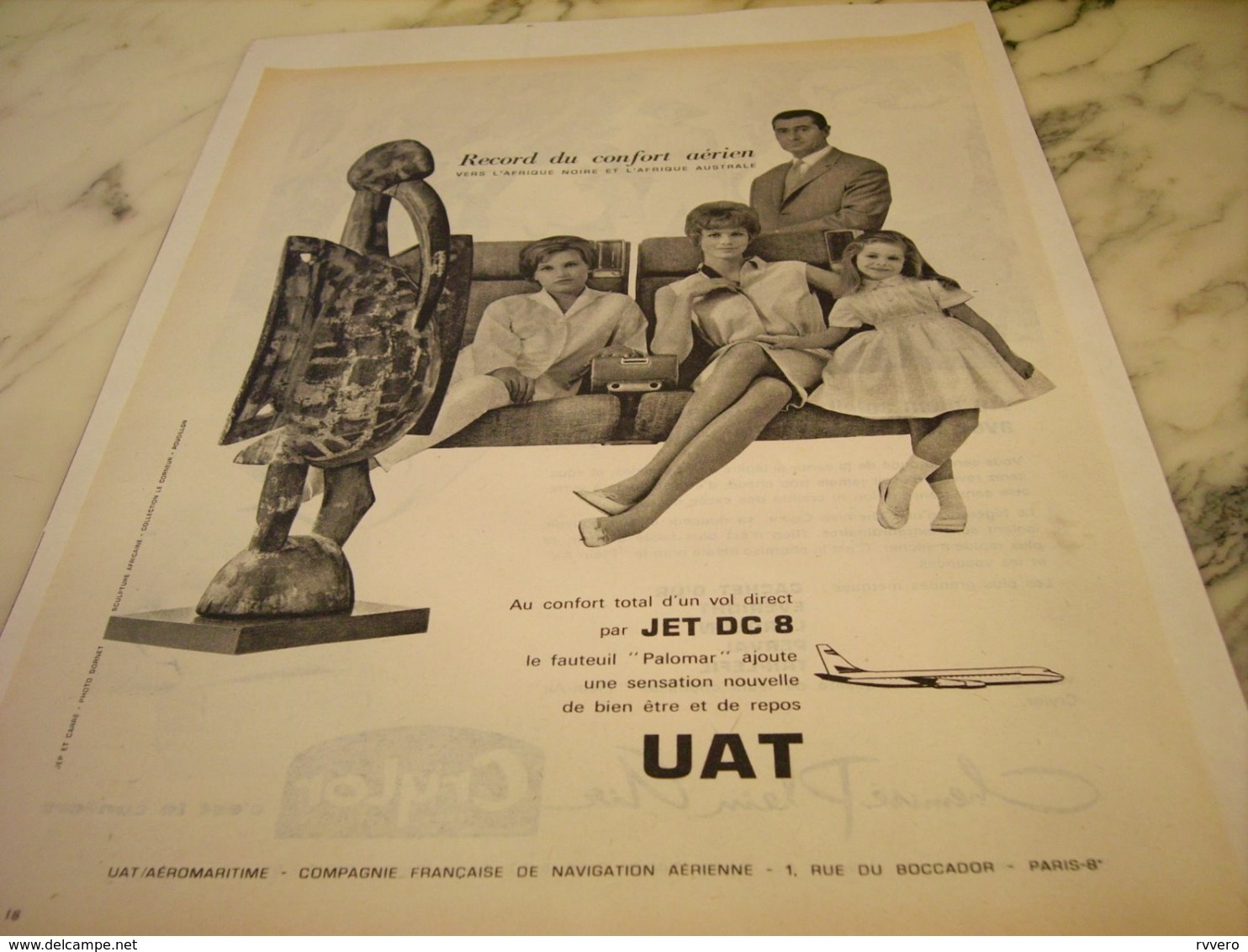 ANCIENNE PUBLICITE JET DC 8 ET   UTA 1961 - Werbung