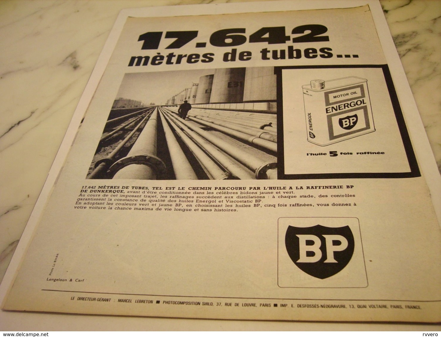 ANCIENNE PUBLICITE 17642 METRE DE TUBES ET  HUILE BP  1961 - Other & Unclassified