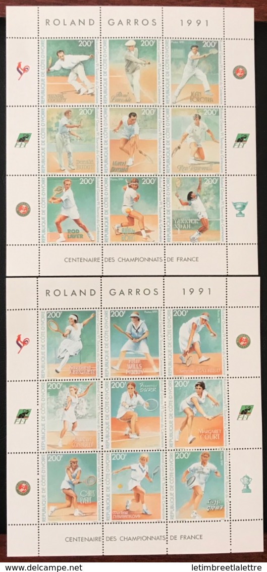 ⭐ Côte D'Ivoire - Bloc - N° 854 à 871 ** - Neuf Sans Charnière - Thématique Roland Garros - 1991 ⭐ - Ivory Coast (1960-...)