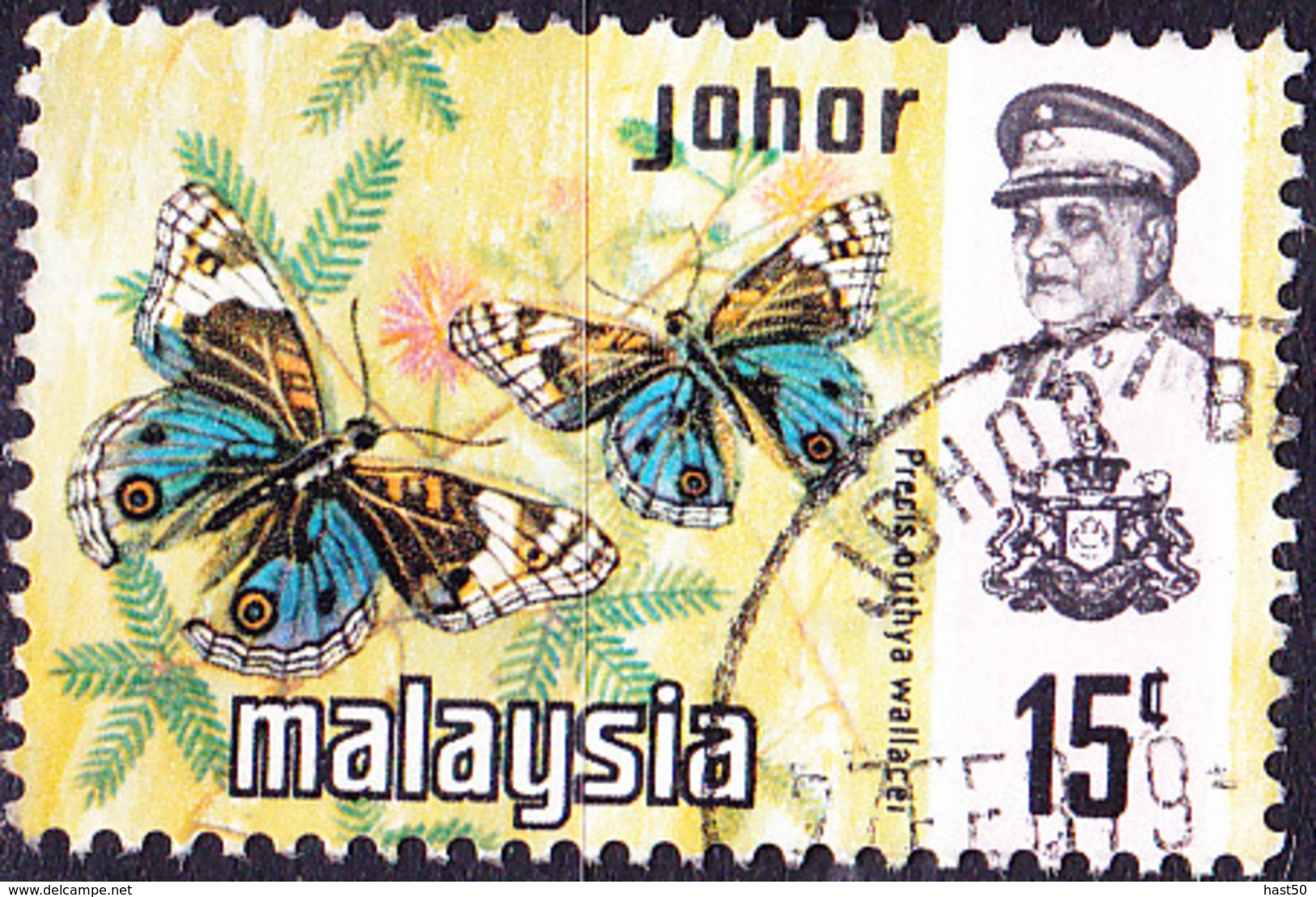 Malaiische Staaten V- Johore - Schmetterlin (Precis Orithya Wallacei) (MiNr:  166) 1971 - Gest Used Obl - Johore