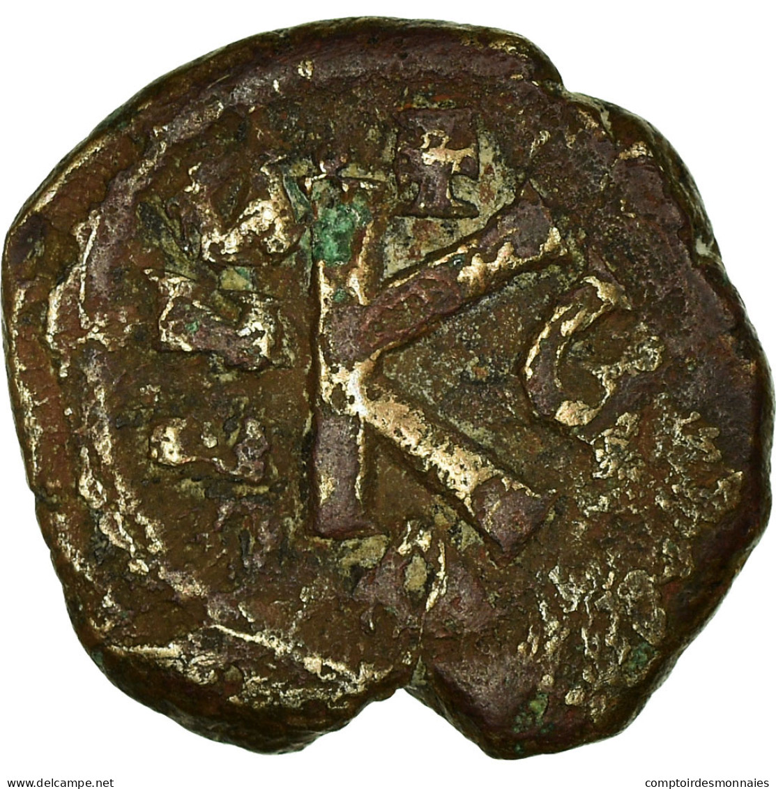 Monnaie, Maurice Tibère, Demi-Follis, 587-588, Constantinople, TB, Cuivre - Byzantines