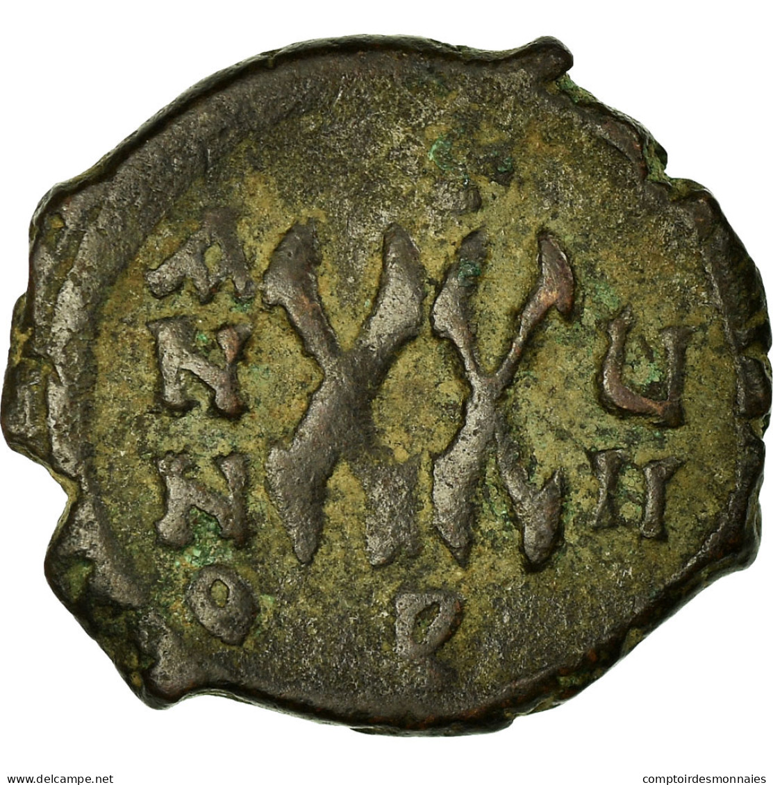 Monnaie, Tibère II Constantin, Demi-Follis, 581-582, Antioche, TB+, Cuivre - Byzantines