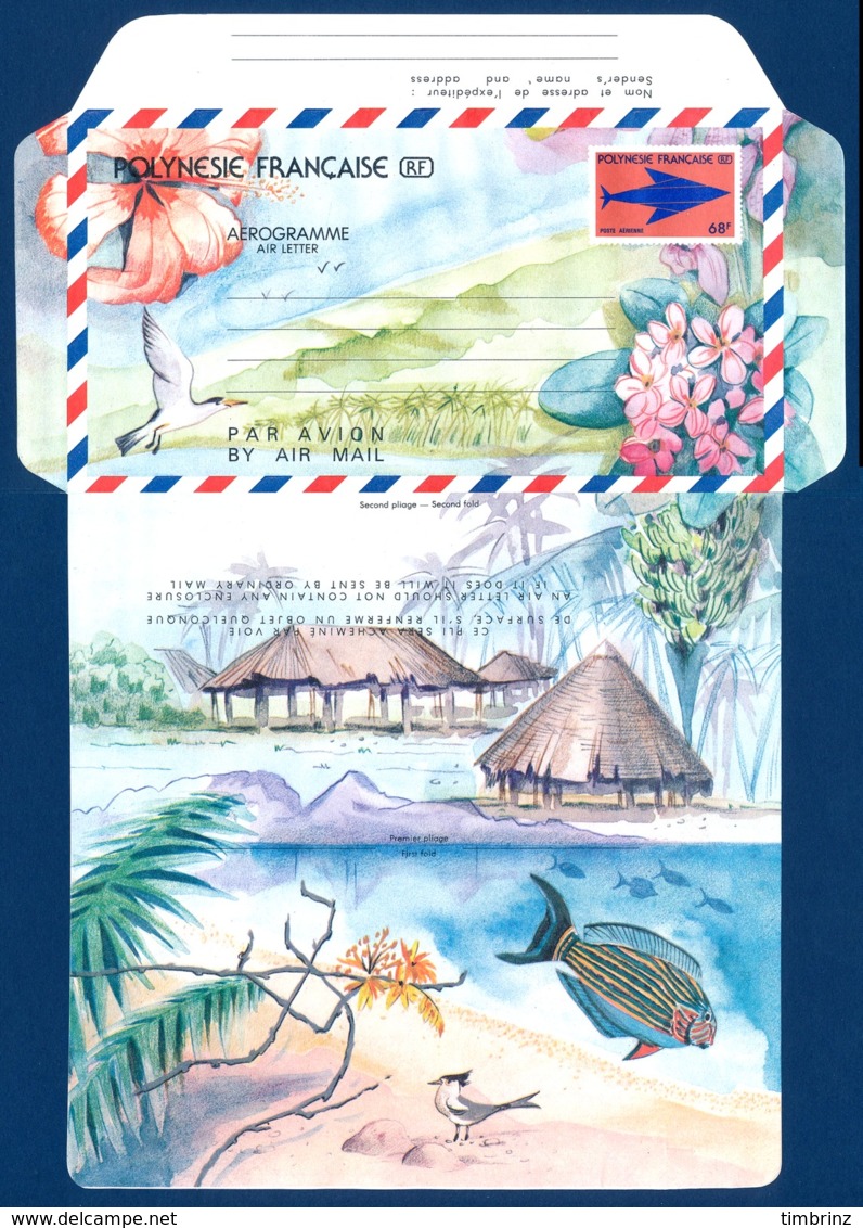 POLYNESIE 1989 - Yv. Aérogramme  8 ** SUP  Cote= 13,00 EUR - Hibiscus, Frangipanier, Oiseaux, Bananier, …  ..Réf.POL2428 - Aerograms