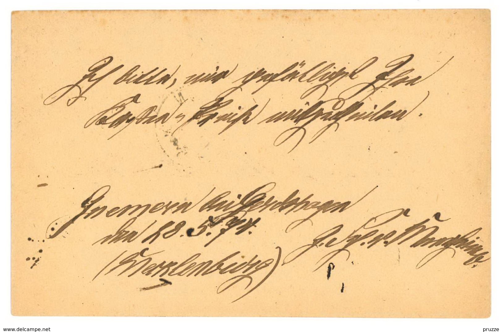 Deutsche Reichs-Post, Postkarte, Gerdshagen 1874, Amt Meyenburg Nach Bremen - Postkarten