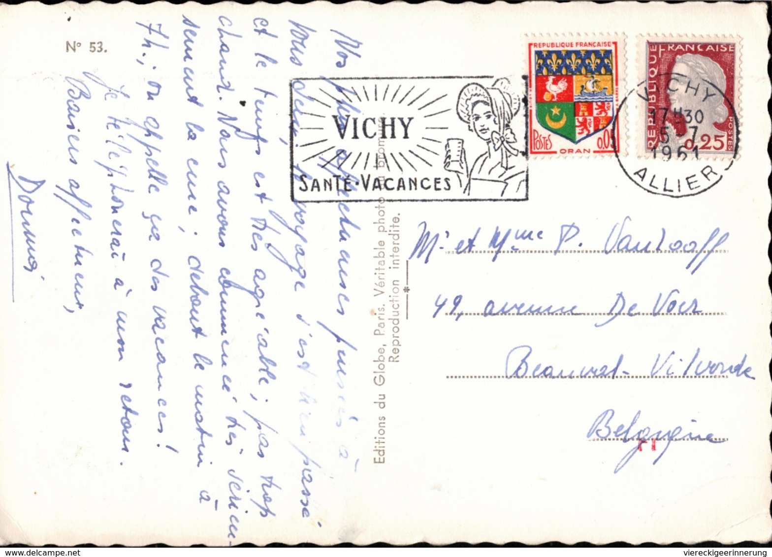 ! Cpa [03] Vichy, 1961, Frankreich, France, Flamme - Vichy