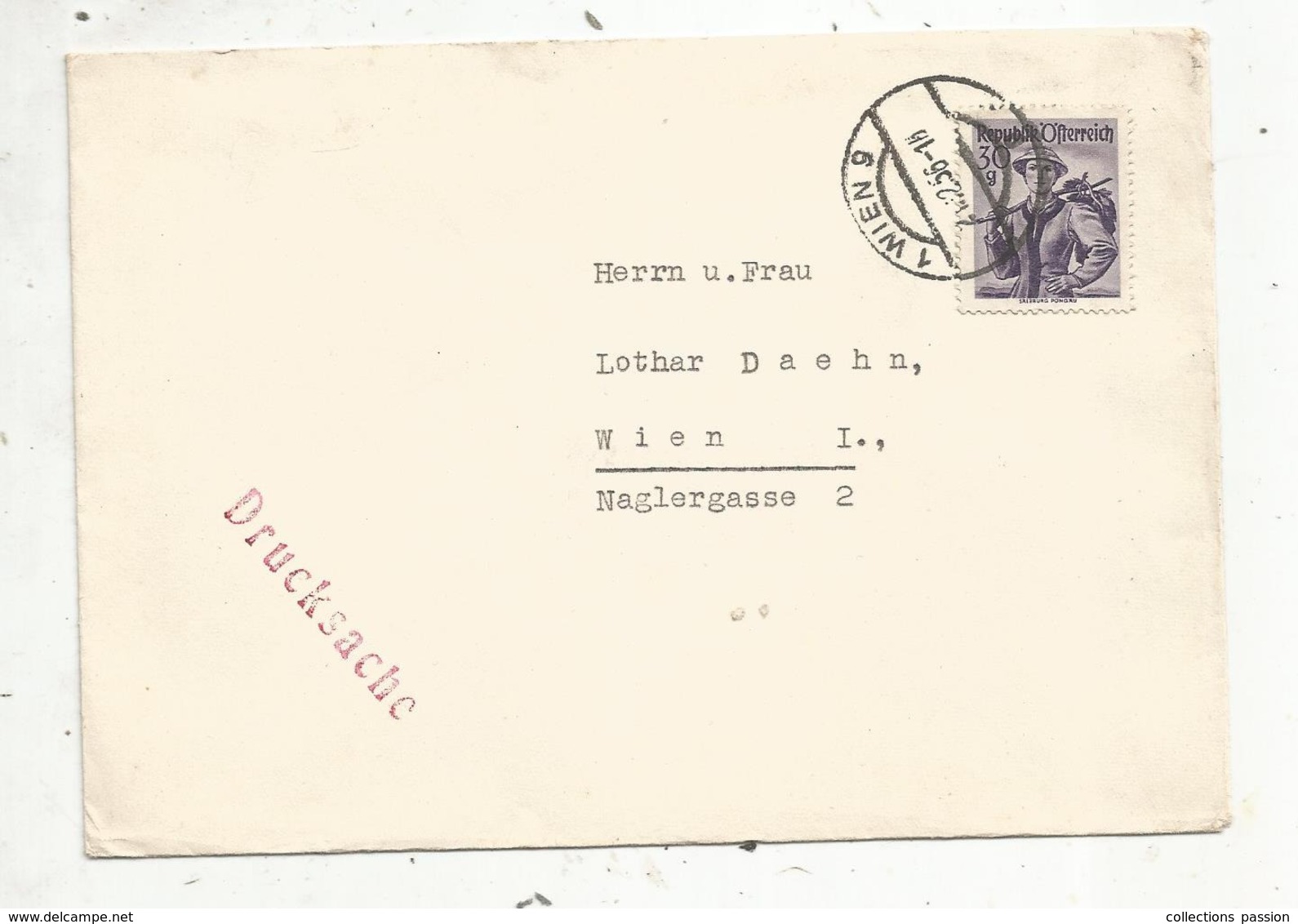 Lettre , AUTRICHE ,  1 WIEN 9 , 1956, Drucksache - Machines à Affranchir (EMA)