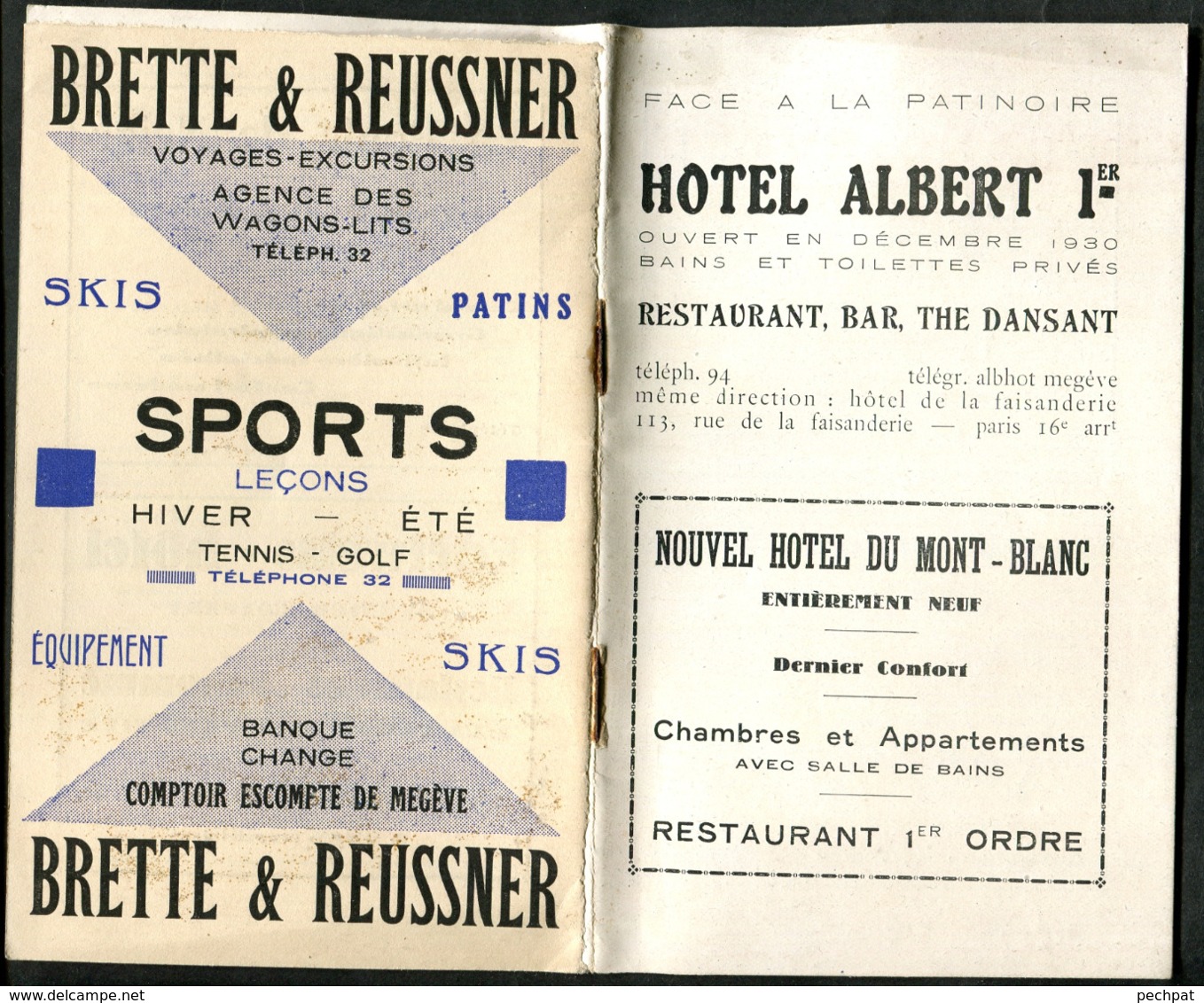 74 Megève Mont-Blanc Fascicule 32 Pages Touristique Hotel Albert 1er 1930 En Première Page Bobsleighchalet De La Vieille - Dépliants Touristiques