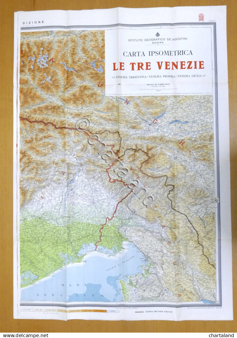 Carta Geografica Ipsometrica In Due Fogli Le Tre Venezie - Ed. 1916 De Agostini - Altri & Non Classificati