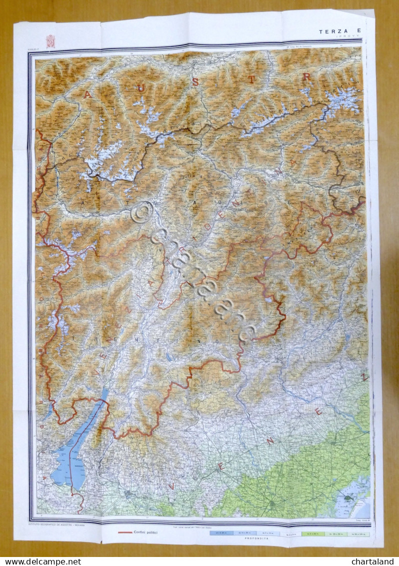 Carta Geografica Ipsometrica In Due Fogli Le Tre Venezie - Ed. 1916 De Agostini - Altri & Non Classificati