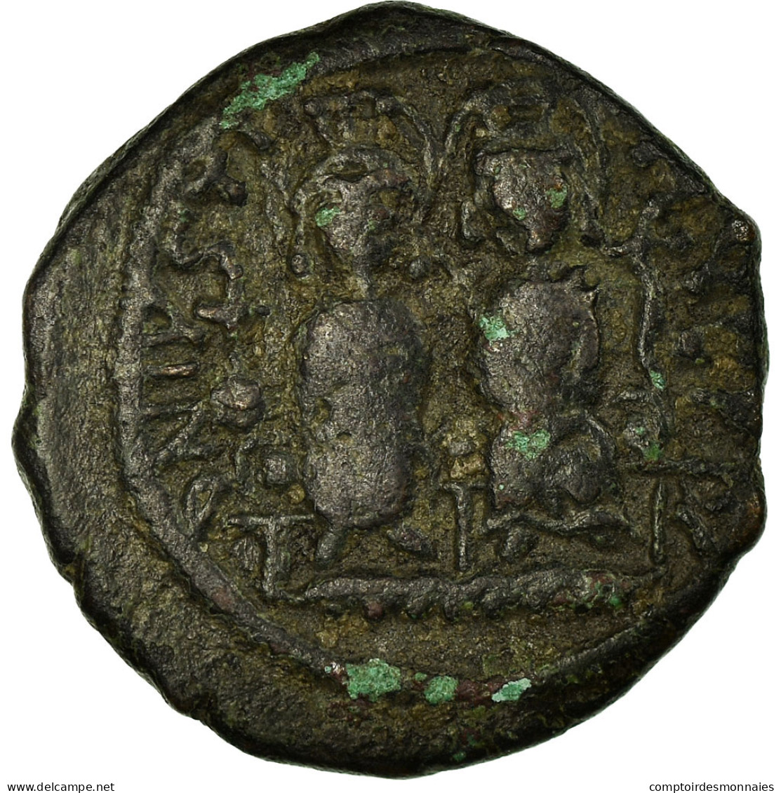 Monnaie, Justin II, Demi-Follis, 575-576, Cyzique, TB+, Cuivre, Sear:373 - Byzantines