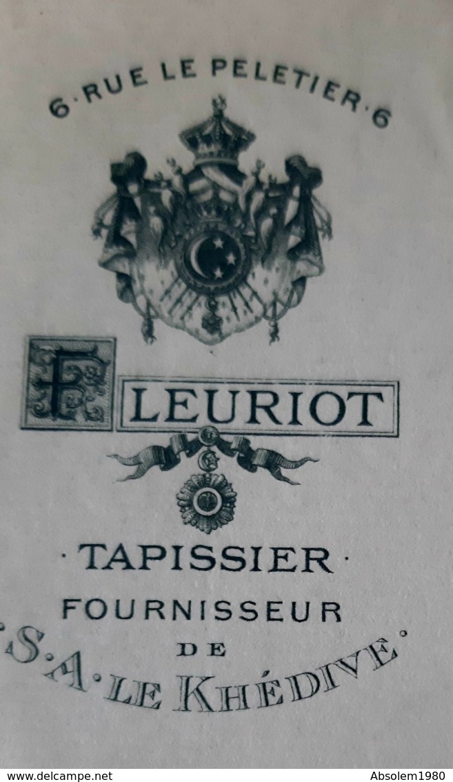 1900 FOURNISSEUR DU KHEDIVE EGYPTE FLEURIOT TAPISSIER LETTRE EN TETE EGYPT KING TAPESTRY HEAD LETTER TAPISSERIE TAPIS - Historische Documenten