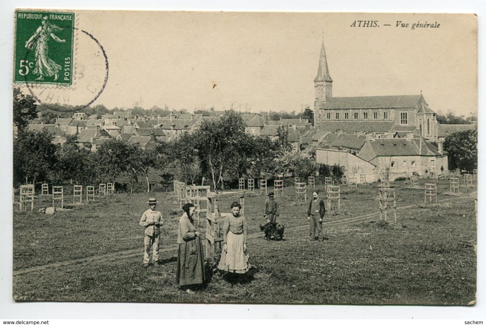 61 ATHIS De L'ORNE Villageois Nouvelle Plantation Arbres 1909 écrite Timbrée    D13 2019 - Athis De L'Orne