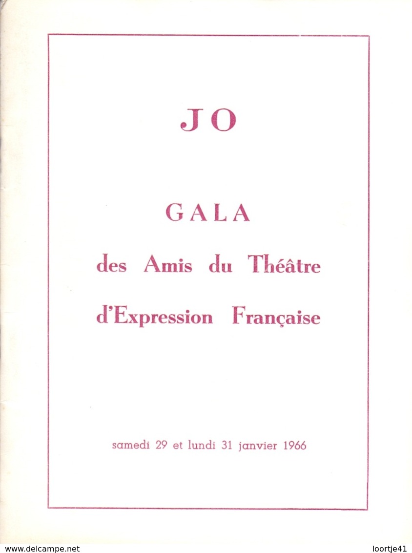 Programma Programme - Gala Des Amis Du Théatre - Jo & L'affaire Granudin - Gent 1966 - Programmes